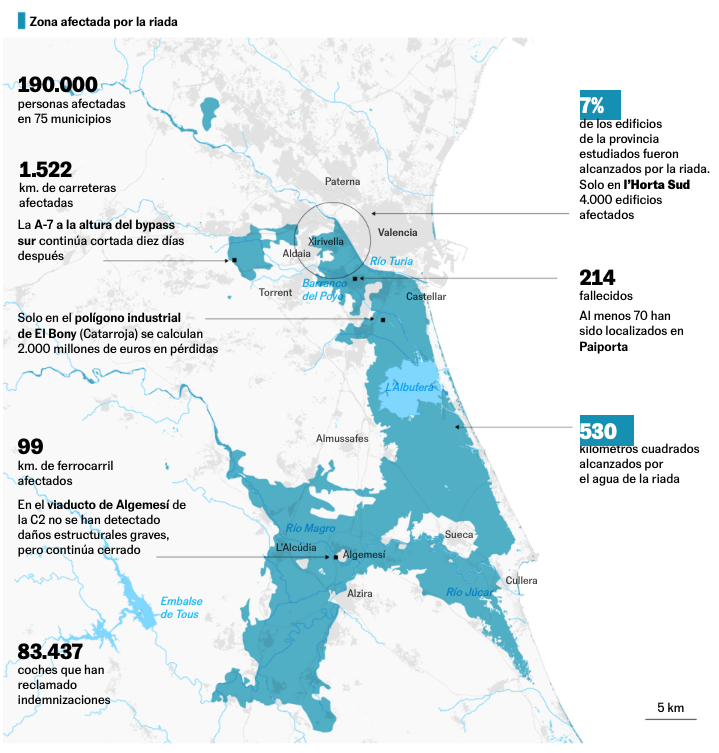 El Pais mapping flooding destruction in Spain