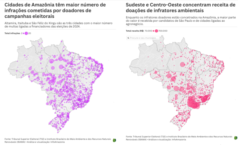 InfoAmazonia map of environmental offenders' giving to political campaigns