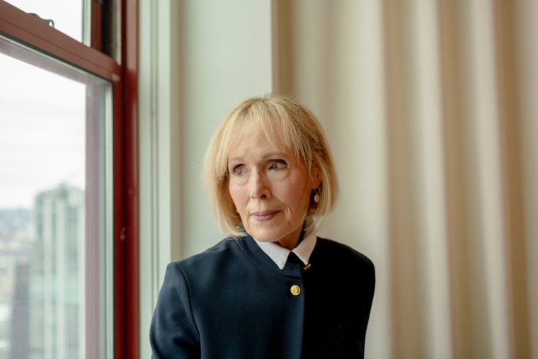 E. Jean Carroll, after she won her defamation lawsuit against Donald Trump, and the jury awarded her $85.5M, in New York on Jan. 27, 2024. (Sarah Blesener/The New York Times)