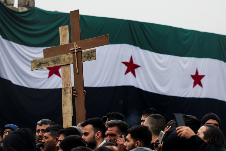 Protest against the burning of the Christmas tree in Hama, in Damascus