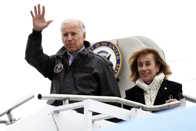 Then-Vice President Joe Biden and Valerie Biden Owens walk off Air Force Two