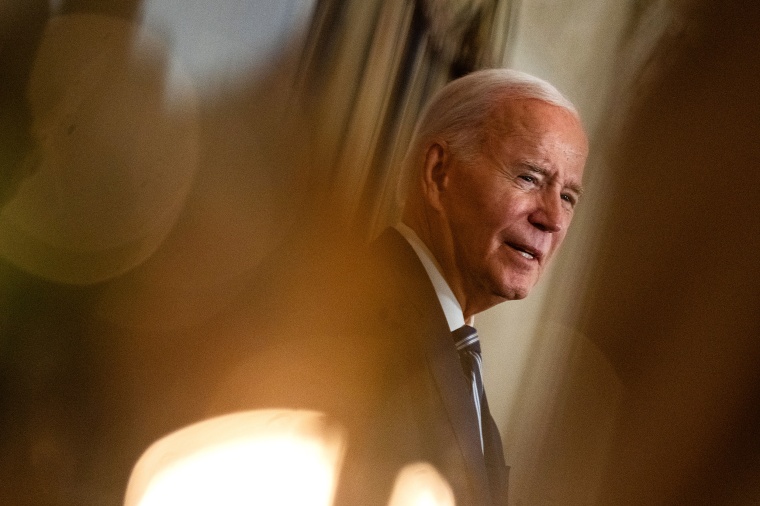 President Joe Biden speaks during a reception for new democratic members of the United States Congress in the State Dining Room of the White House on January 5, 2025 in Washington, DC.