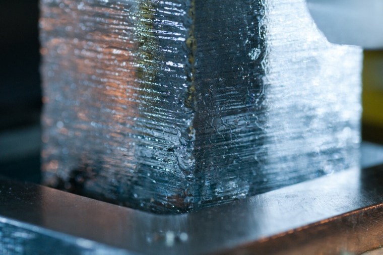 Ice sample on the melter during continuous ice core chemical analyses at the Desert Research Institute.