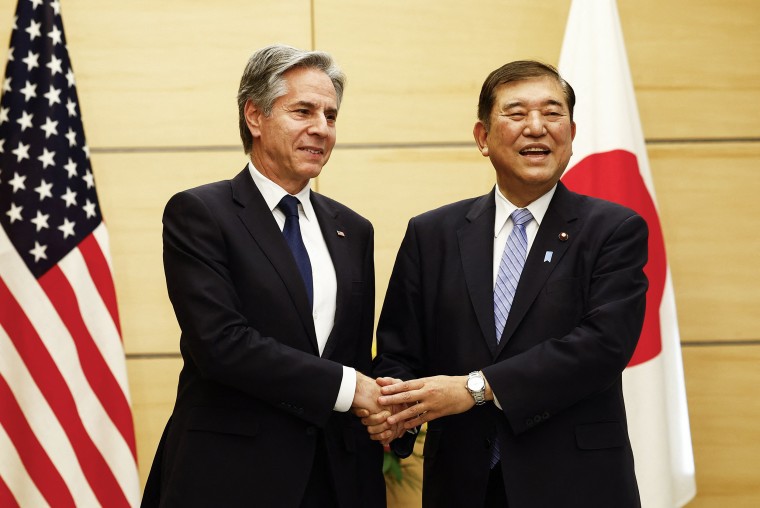 Secretary of State Antony Blinken with Japanese Prime Minister Shigeru Ishiba