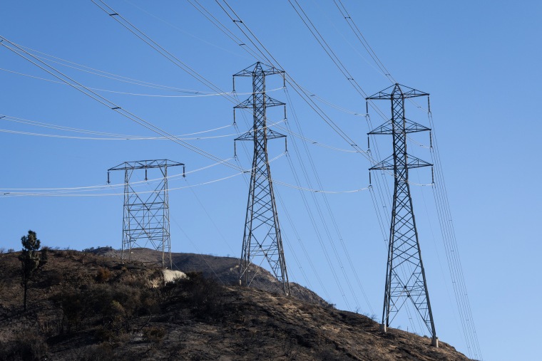 Electrical transmission lines on a hilltop