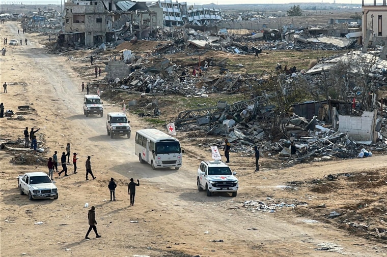 Palestinian hostages being released.