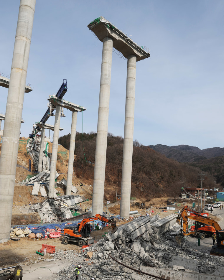 Two people were killed and seven injured after a bridge collapsed at an expressway construction site in South Korea on February 25, authorities said. 