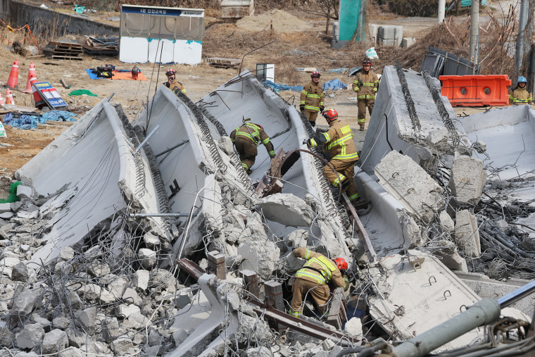 Two people were killed and seven injured after a bridge collapsed at an expressway construction site in South Korea on February 25, authorities said. 