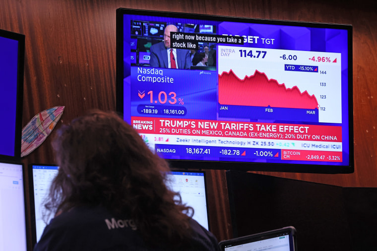 New York Stock Exchange Opens As Trump's Tariffs Set To Begin