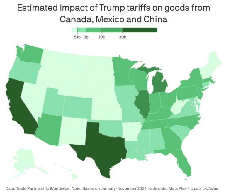 Axios - Trump Tariff Impacts by US state