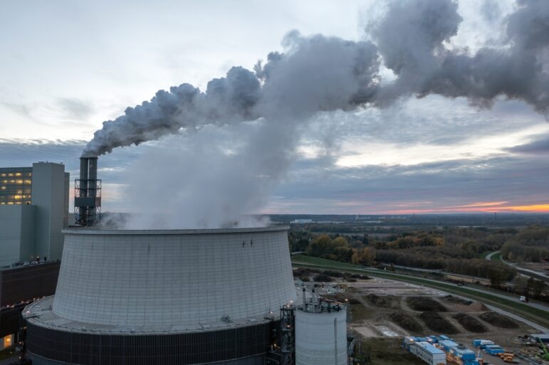 Aerial,View,Of,The,Cooling,Tower,Of,The,Hamburg,Coal-fired